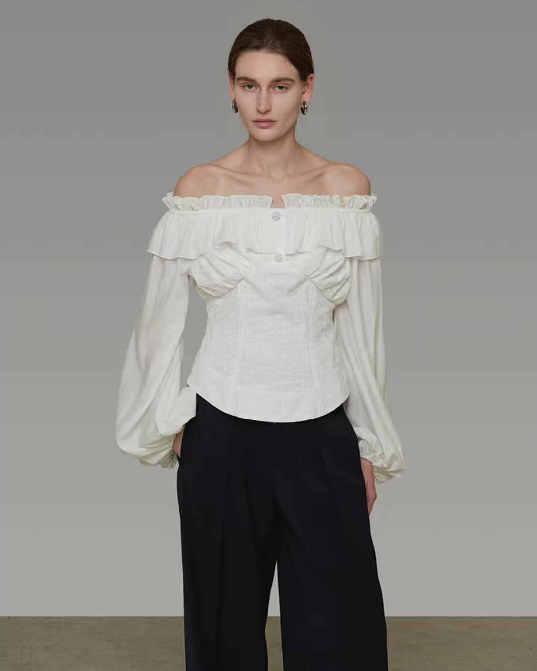 Double Ruffle Off-Shoulder Top UNS0053