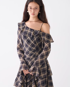 Ruffle Plaid Short Dress JIU0018