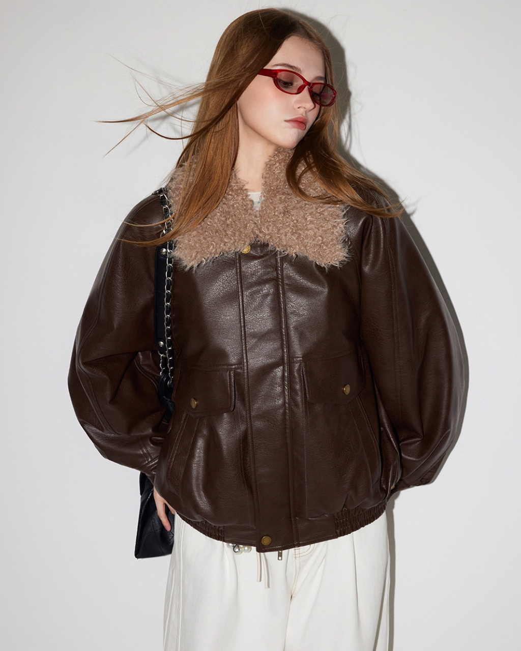 Fur Collar Leather Jacket MDB0012