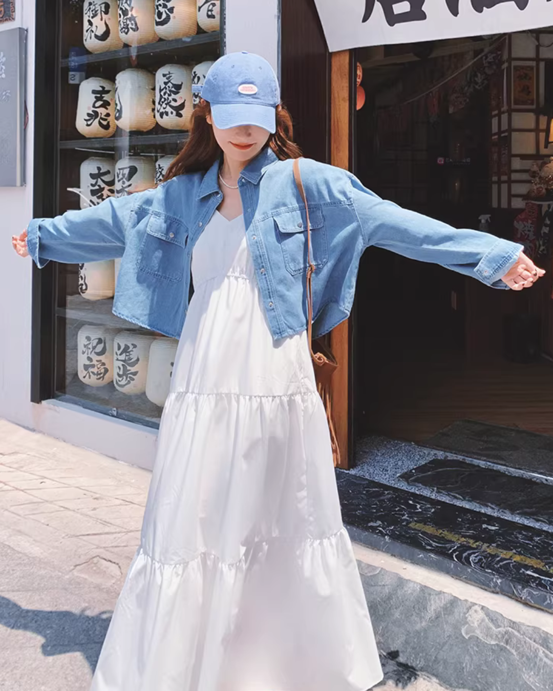 Denim Shirt / Cami Flare Dress QAZ0029