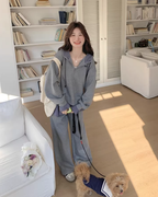 Gingham Check Half-Zip Hoodie / Wide Pants QAZ0065