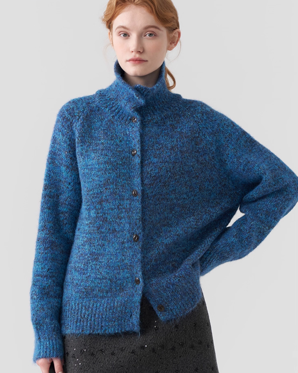 Stand Collar Knit Cardigan JIU0001