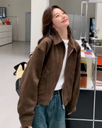 Vintage-Suede Zip-Up Jacket QAZ0083