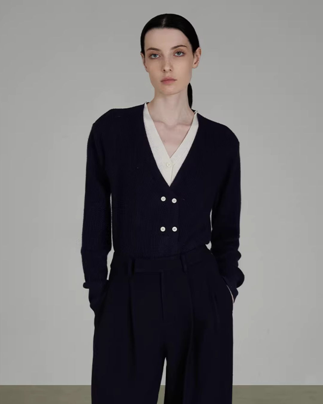 V-Neck Two-Piece Cardigan UNS0036