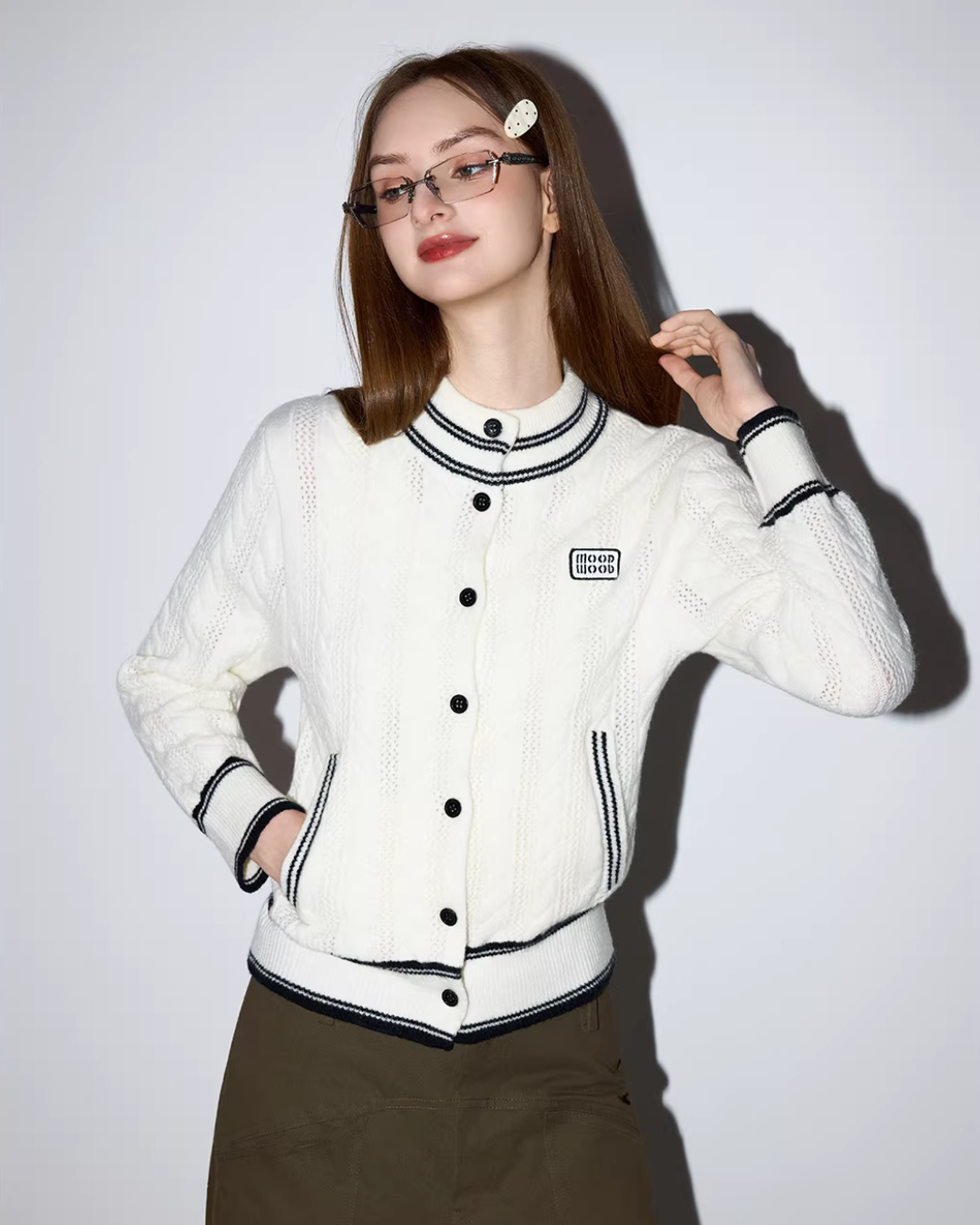 Stand Collar Knit Cardigan MDB0034