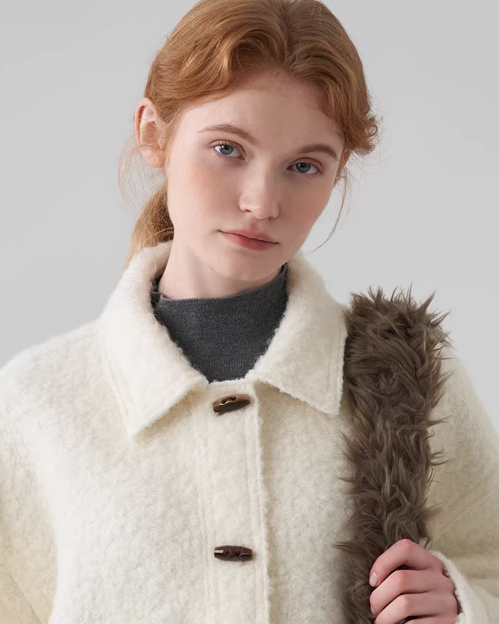 Fluffy Wool Duffle Coat JIU0047