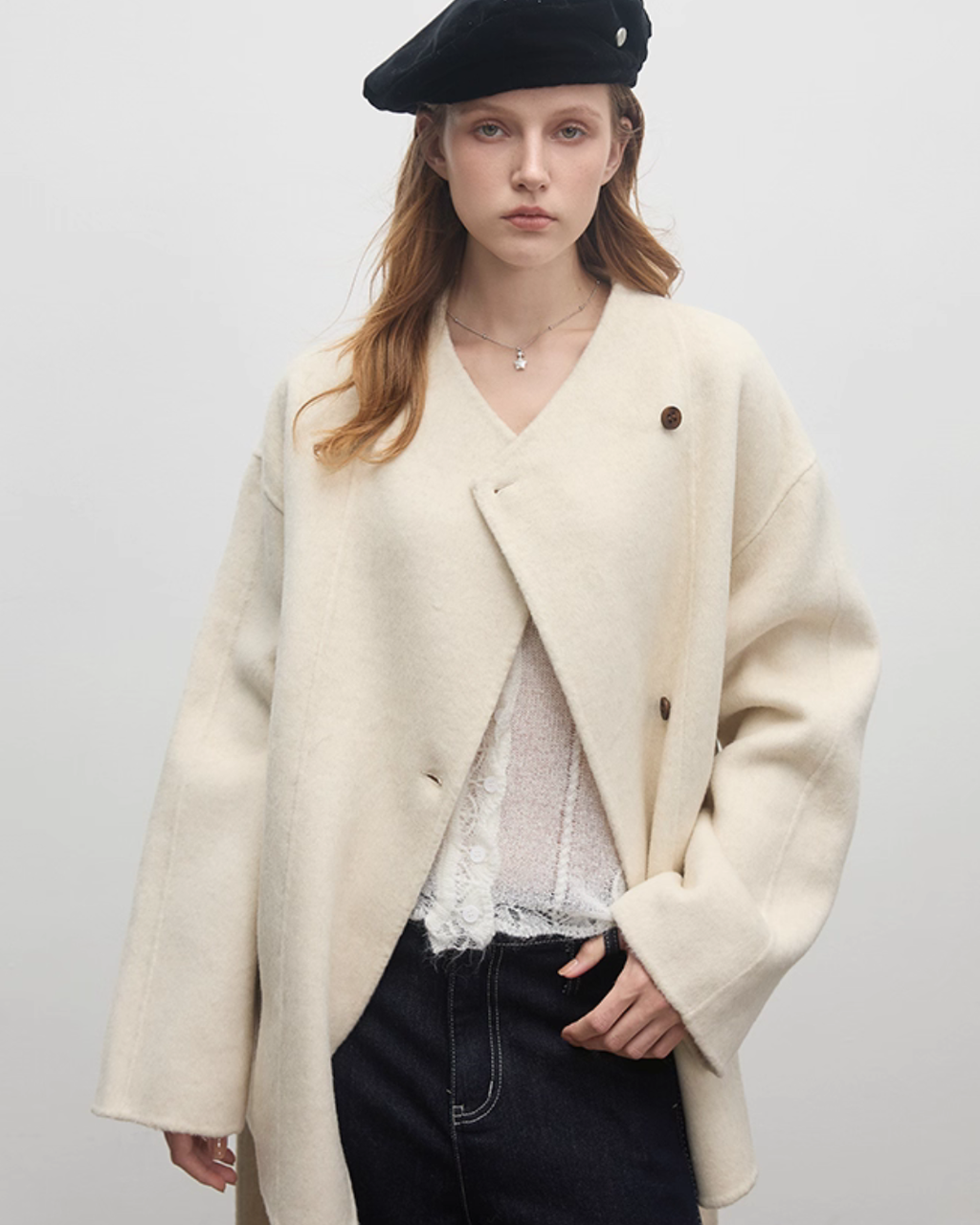 Wool Nylon Velour Cocoon Coat BBG0016