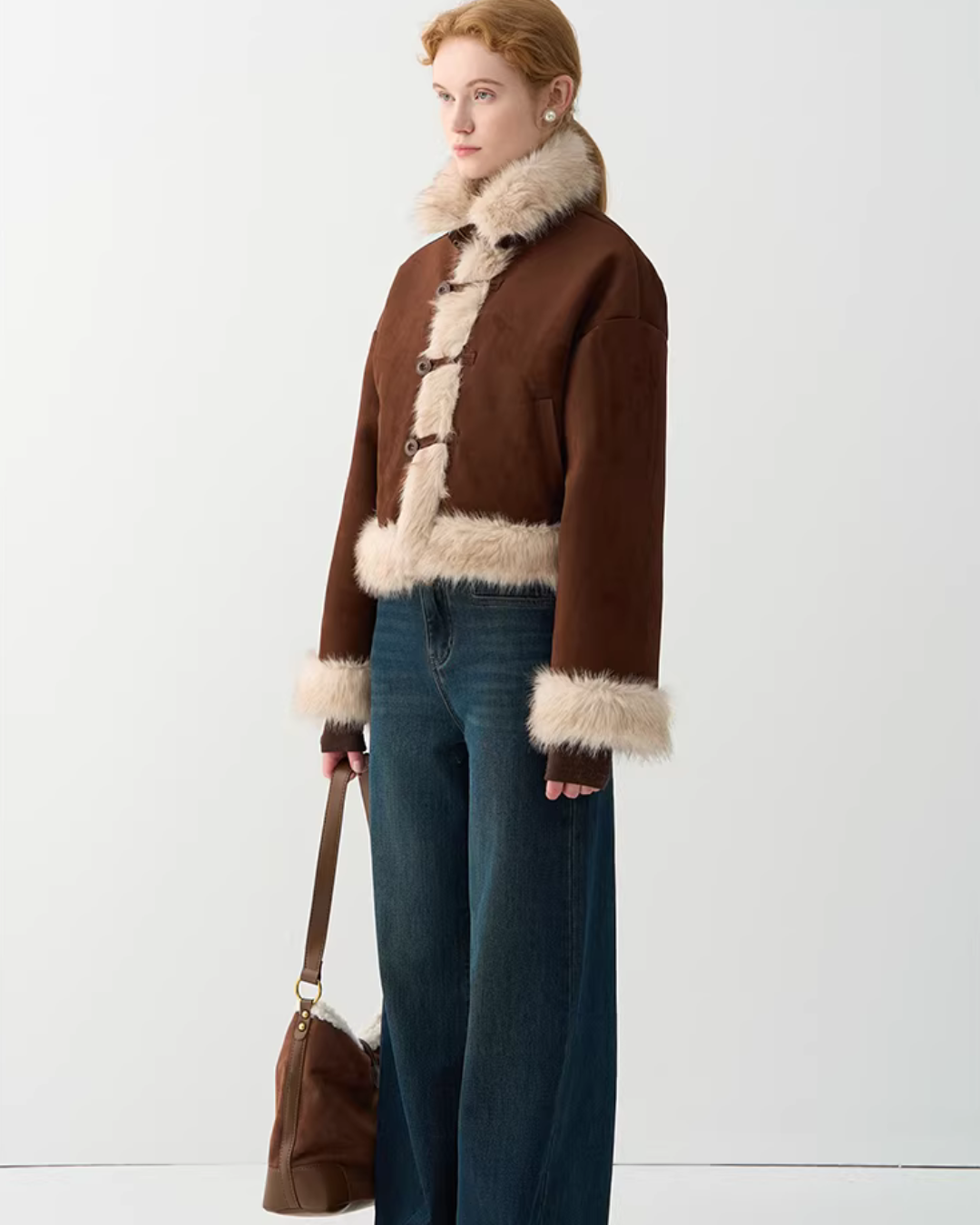 High-Neck Suede Mustang Coat JIU0027