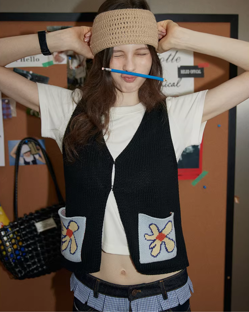 Floral Pocket Knit Vest RLZ0012