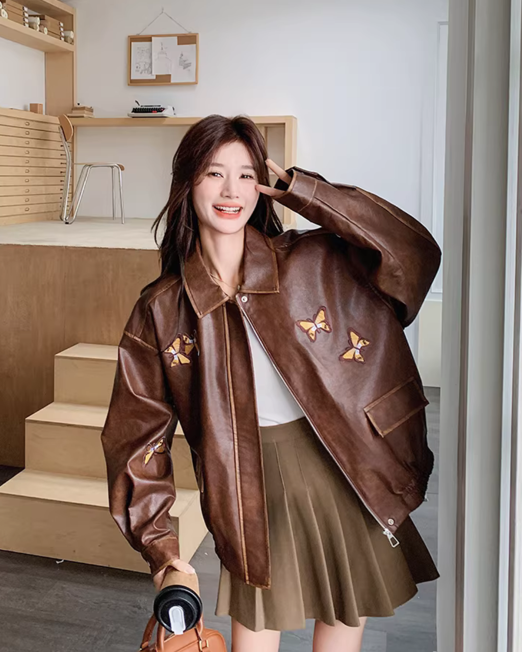 Retro Brown Leather Jacket QAZ0013