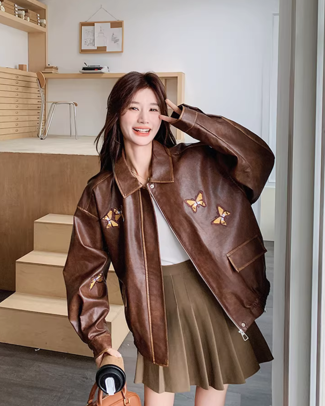 Retro Brown Leather Jacket QAZ0013
