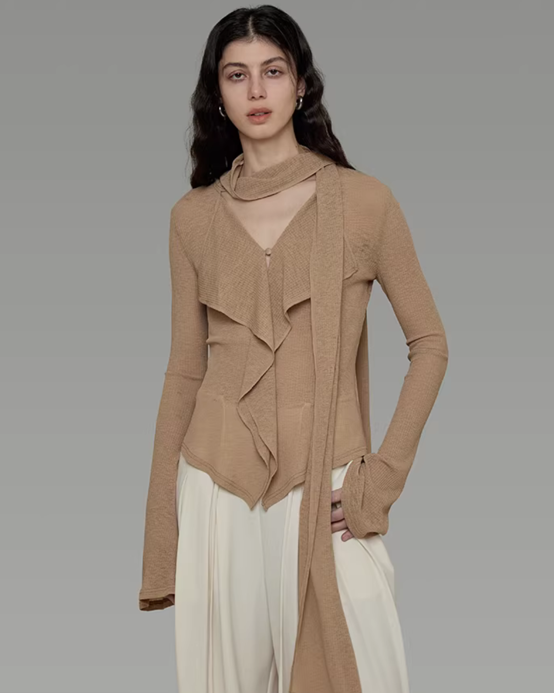 Bow-Tie Flare Sleeve Blouse UNS0006