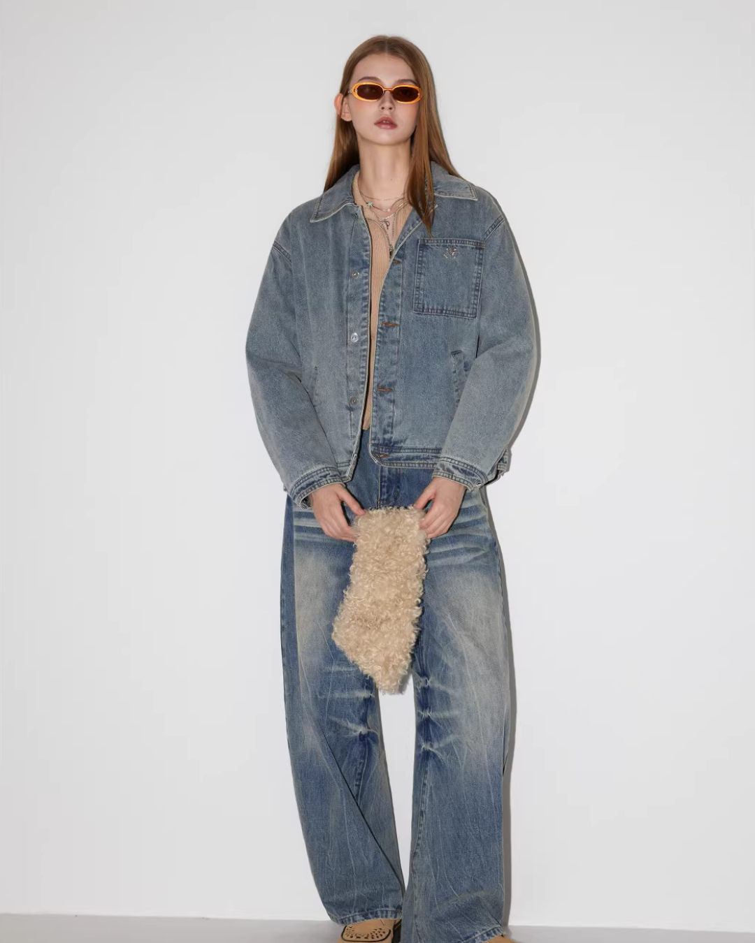 Fleece Collar Denim Jacket MDB0023