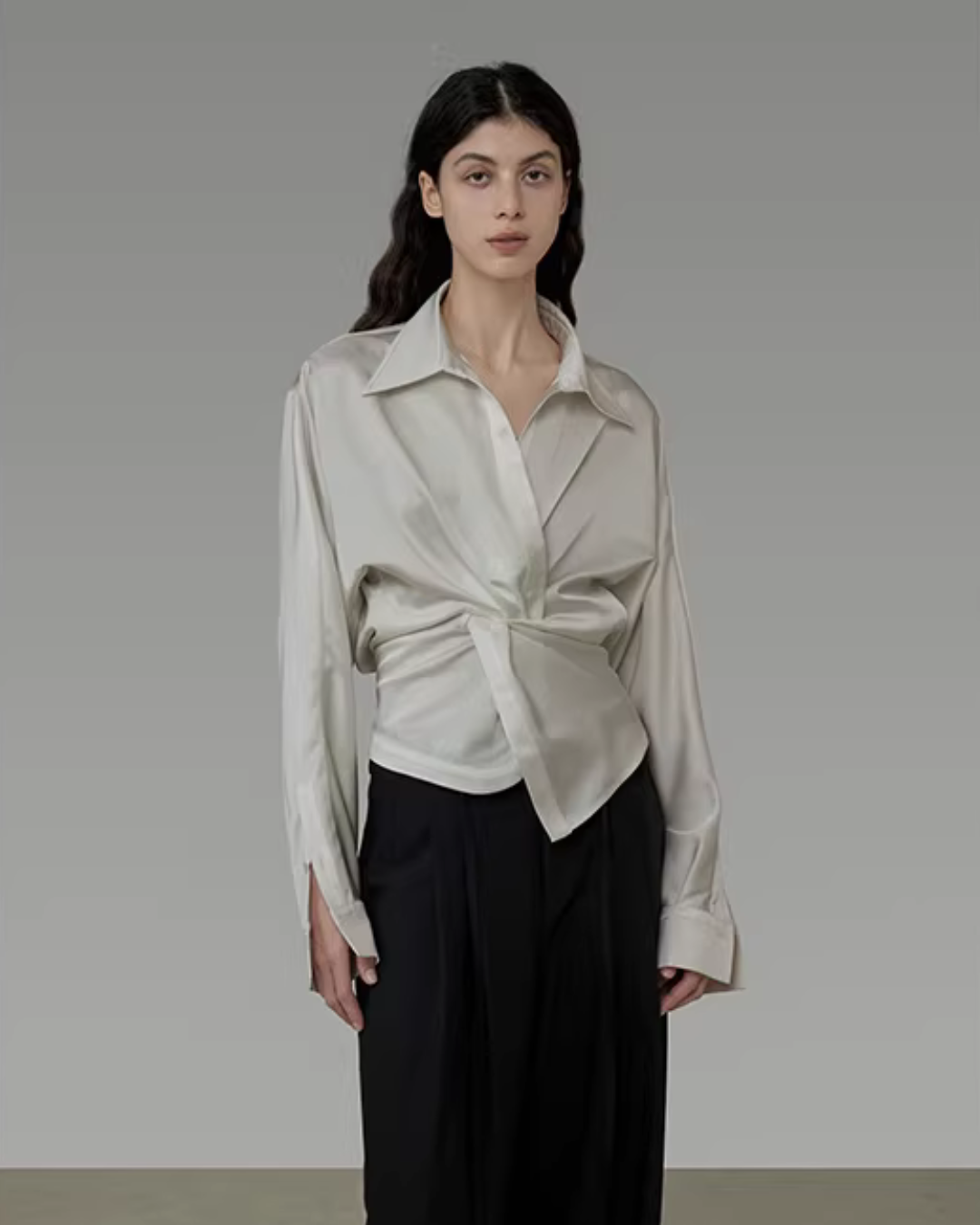 Asymmetrical Long-Sleeve Shirt UNS0007