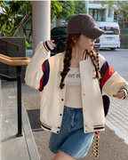 Tricolor Color Oversized Stadium Jumper QAZ0063