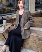 Bleached Effect Suit Jacket / Black Fringed Dress QAZ0004