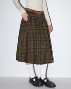 Vintage Brown Plaid Pleated Skirt MDB0004