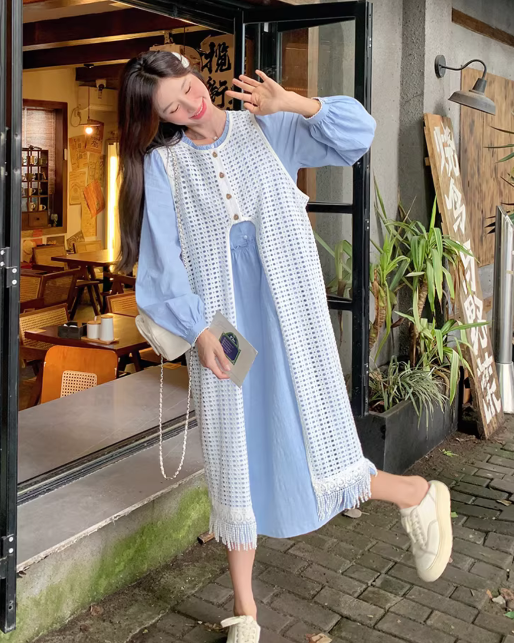 Shirt Dress / Knit Long Vest QAZ0086