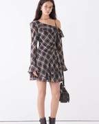 Ruffle Plaid Short Dress JIU0018