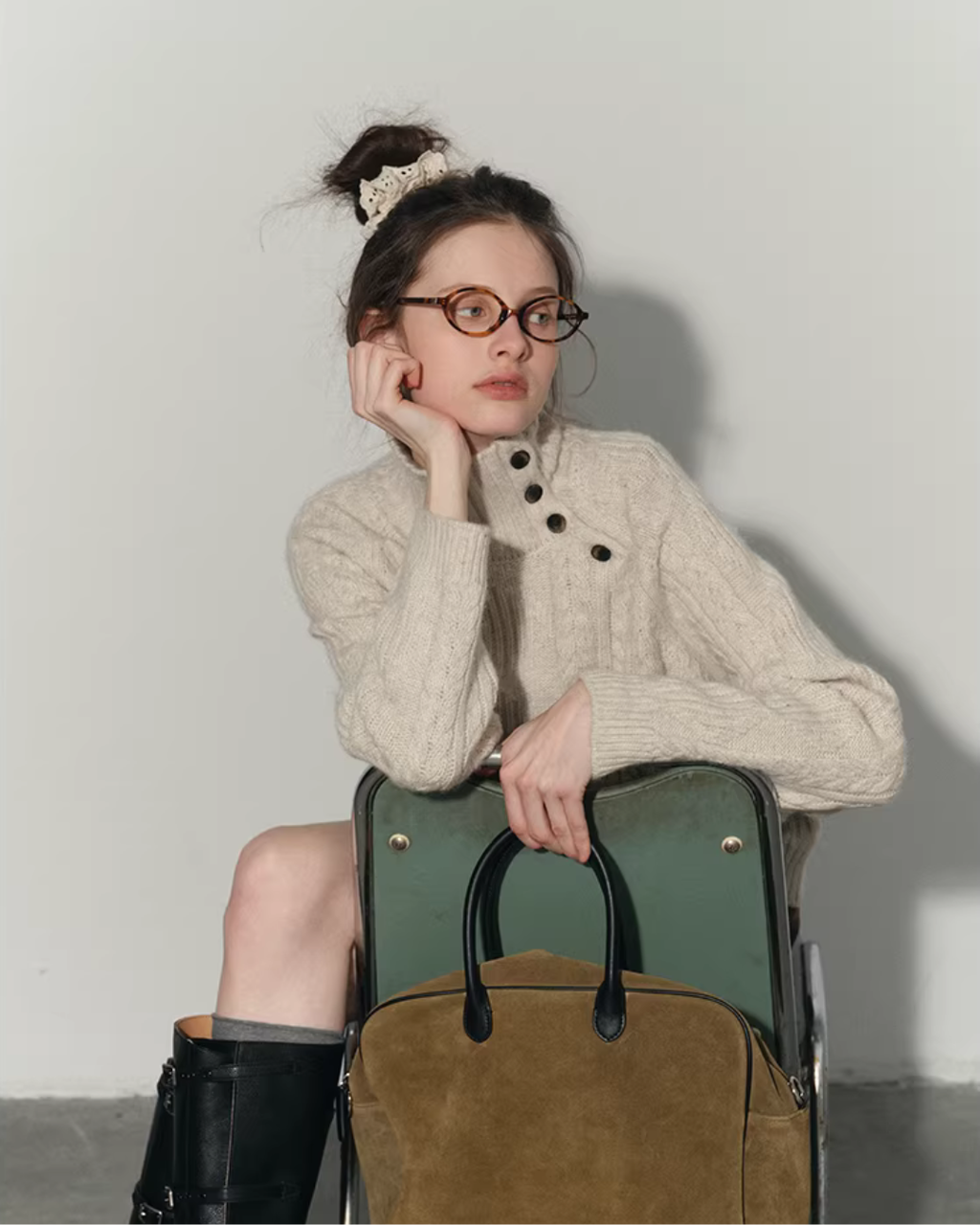 Asymmetrical Loose Cable Knit RLZ0018