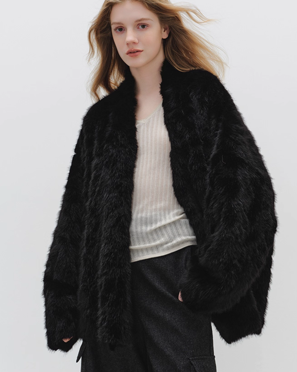 Collarless Fluffy Cardigan BBG0015