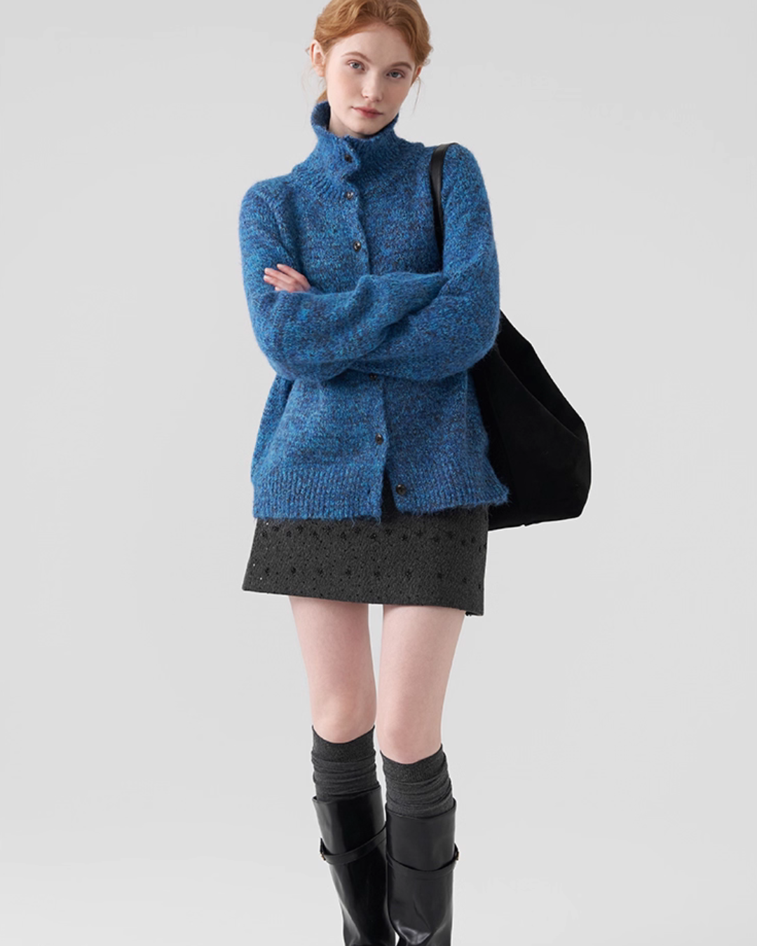 Stand Collar Knit Cardigan JIU0001