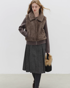Fur Vest Docking Knit Zip BBG0003