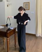 Knee-Neck Sweat Tops / Wide Pants QAZ0033
