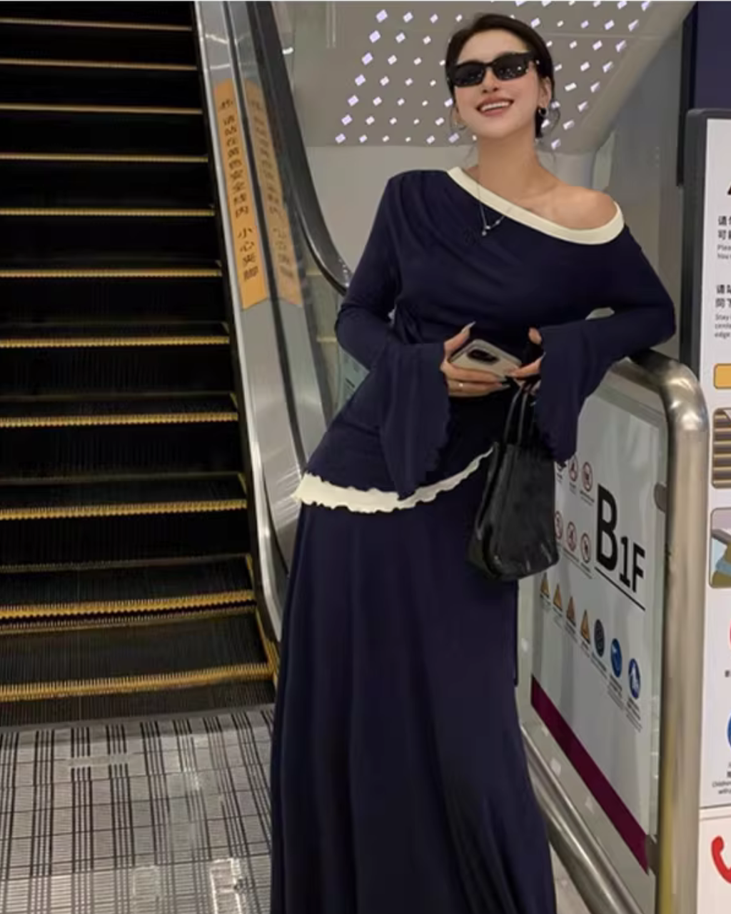 One-Shoulder Knit Top / Casual Pants / Draped Skirt UNS0023