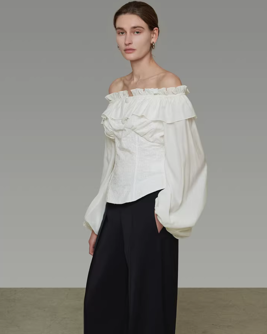 Double Ruffle Off-Shoulder Top UNS0053