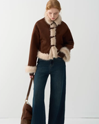 High-Neck Suede Mustang Coat JIU0027