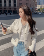 Fringe No-Collar Tweed Jacket QAZ0040