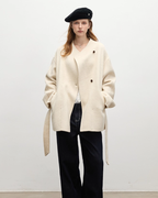 Wool Nylon Velour Cocoon Coat BBG0016