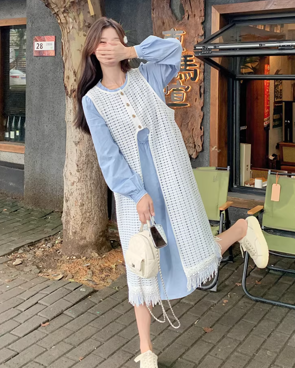 Shirt Dress / Knit Long Vest QAZ0086