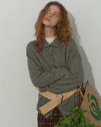 Wool Half-Turtleneck Knit Cardigan RLZ0013