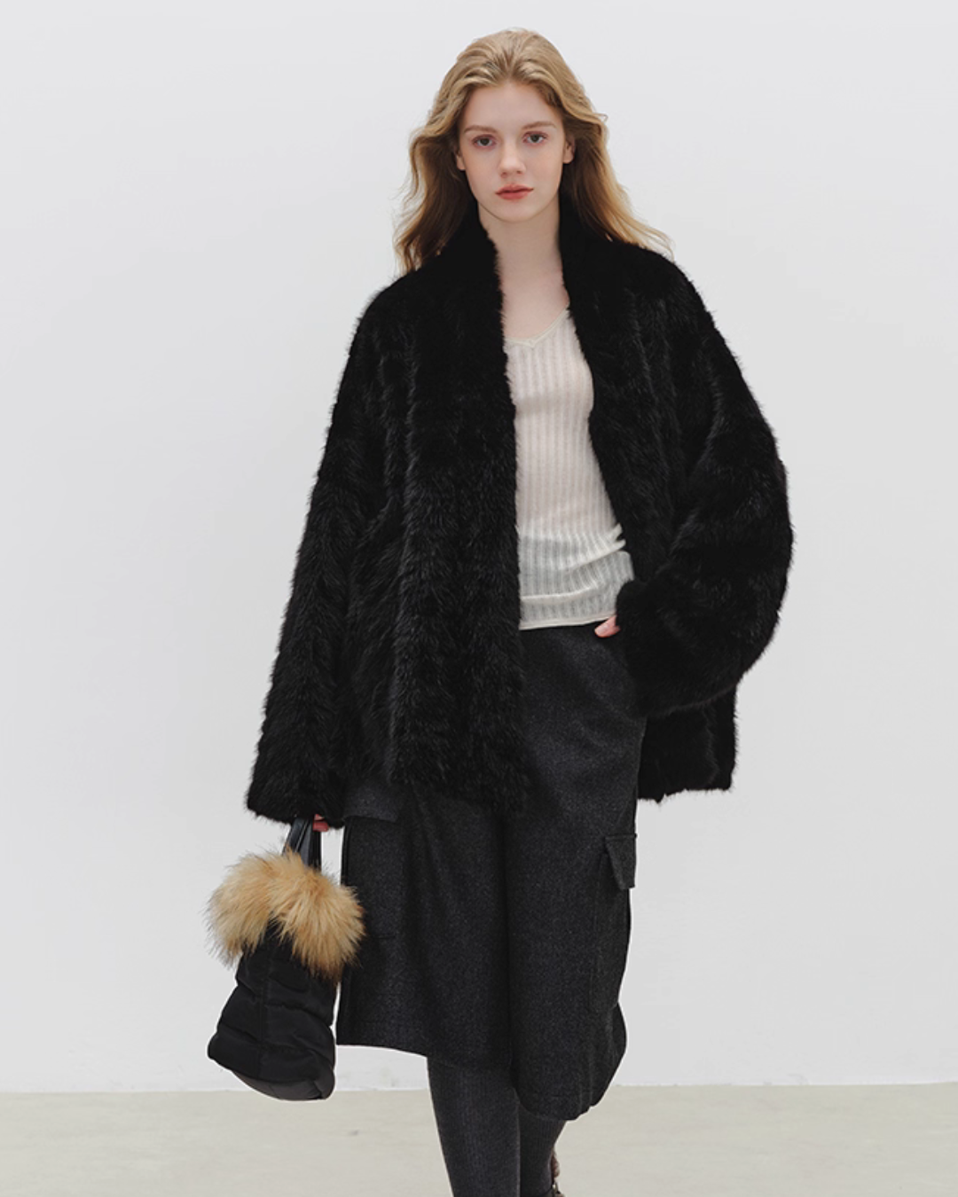 Collarless Fluffy Cardigan BBG0015