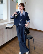 Striped Patchwork Jacket / Wide Pants QAZ0020