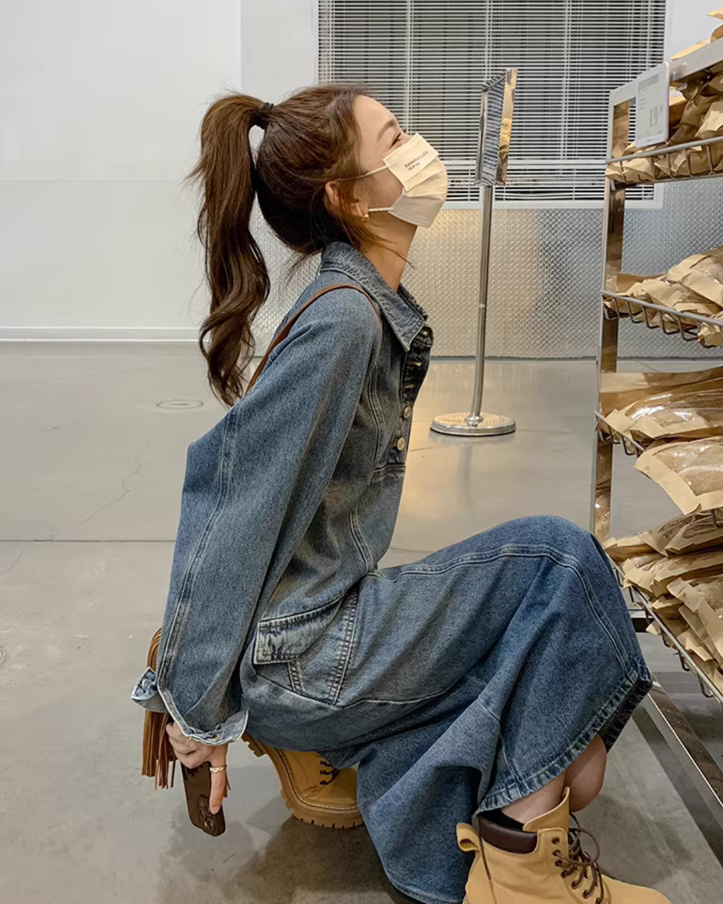 Vintage Denim Shirt Dress QAZ0062