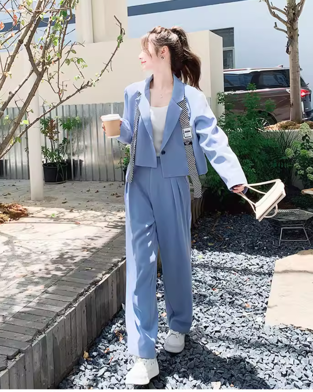 Cropped-Length Jacket / Tuck Wide Pants QAZ0067
