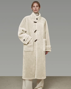 Stand Collar Toggle Fur Coat UNS0002