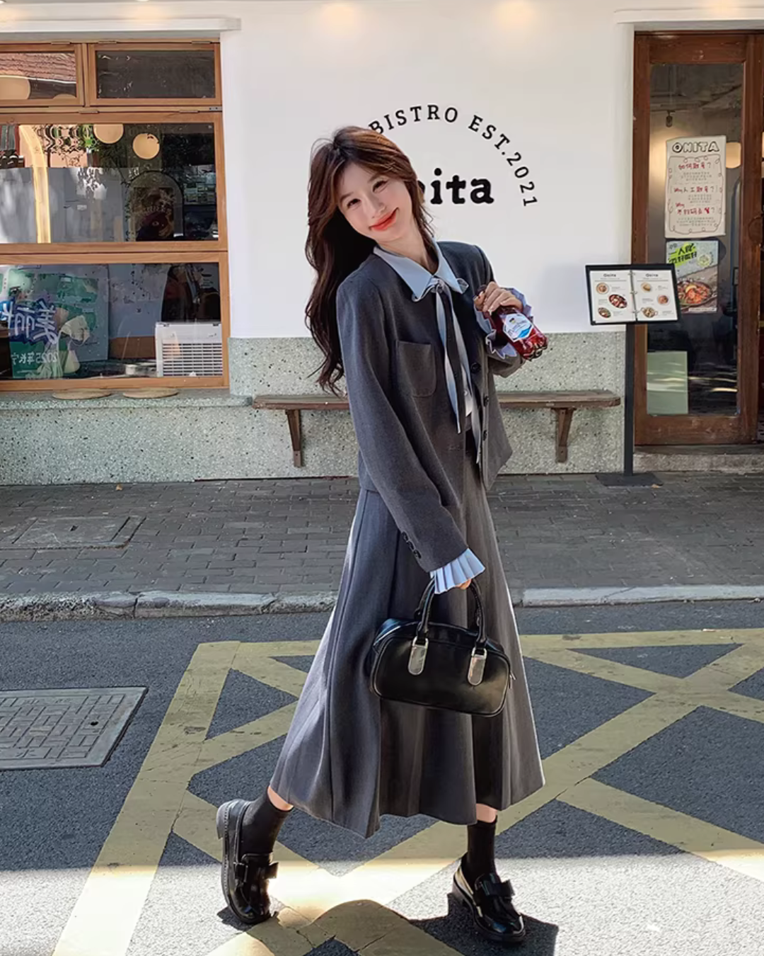 Classic Jacket / Pleated Skirt / Ribbon Tie Shirt QAZ0016
