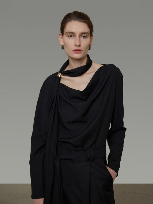 Bow-Tie Drape Blouse UNS0015