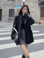Fake Leather Oversized Jacket QAZ0055