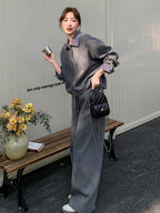 Stripe Switching Sweatshirt / Wide Pants QAZ0085