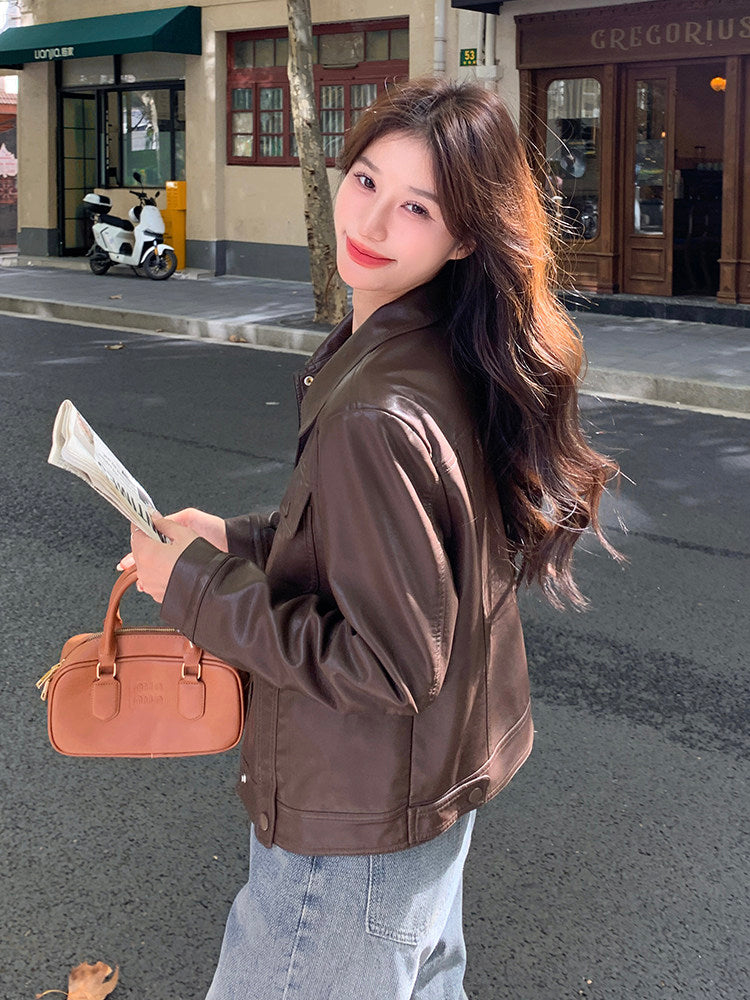 Retro Short Leather Jacket QAZ0039