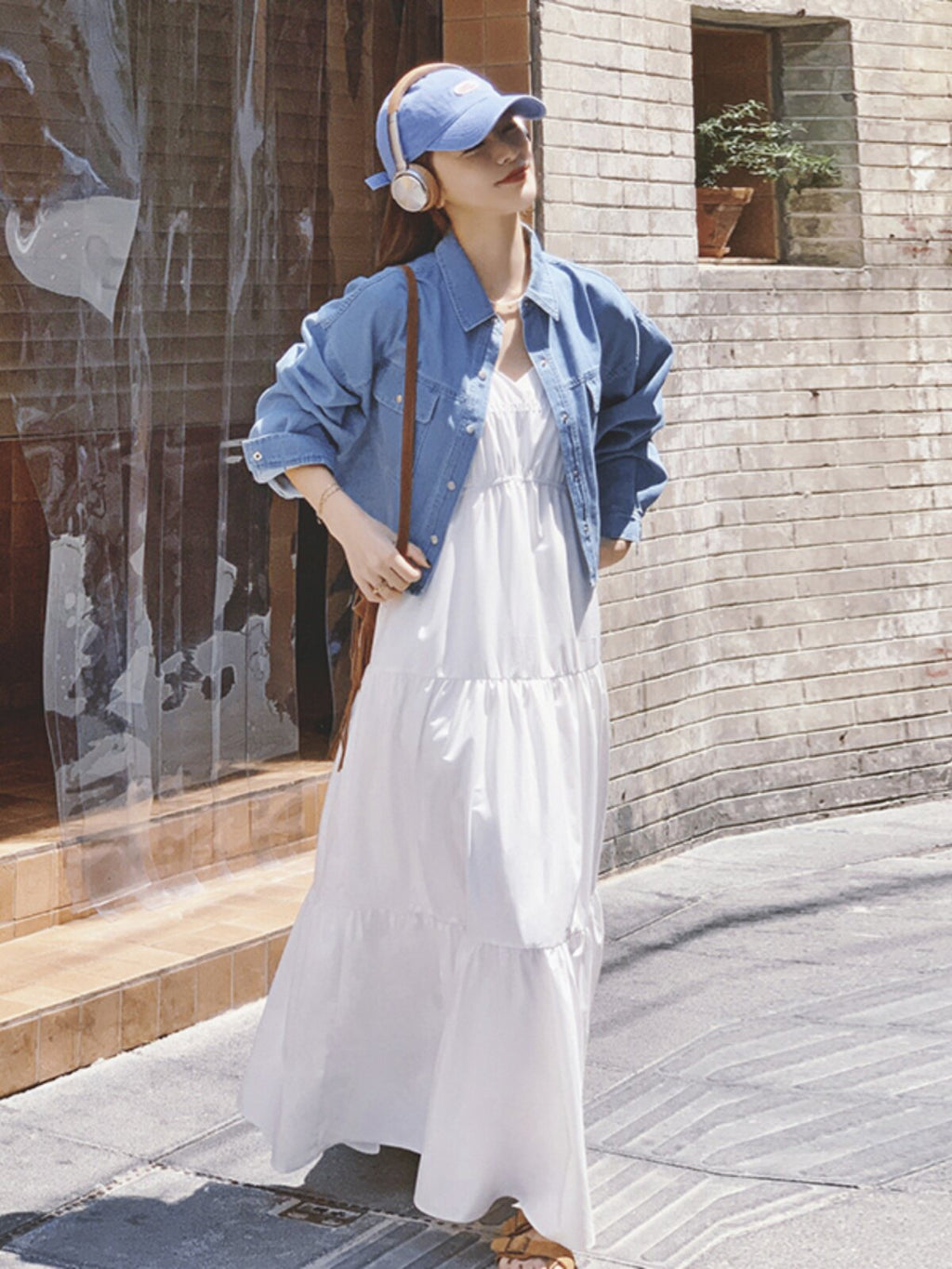 Denim Shirt / Cami Flare Dress QAZ0029