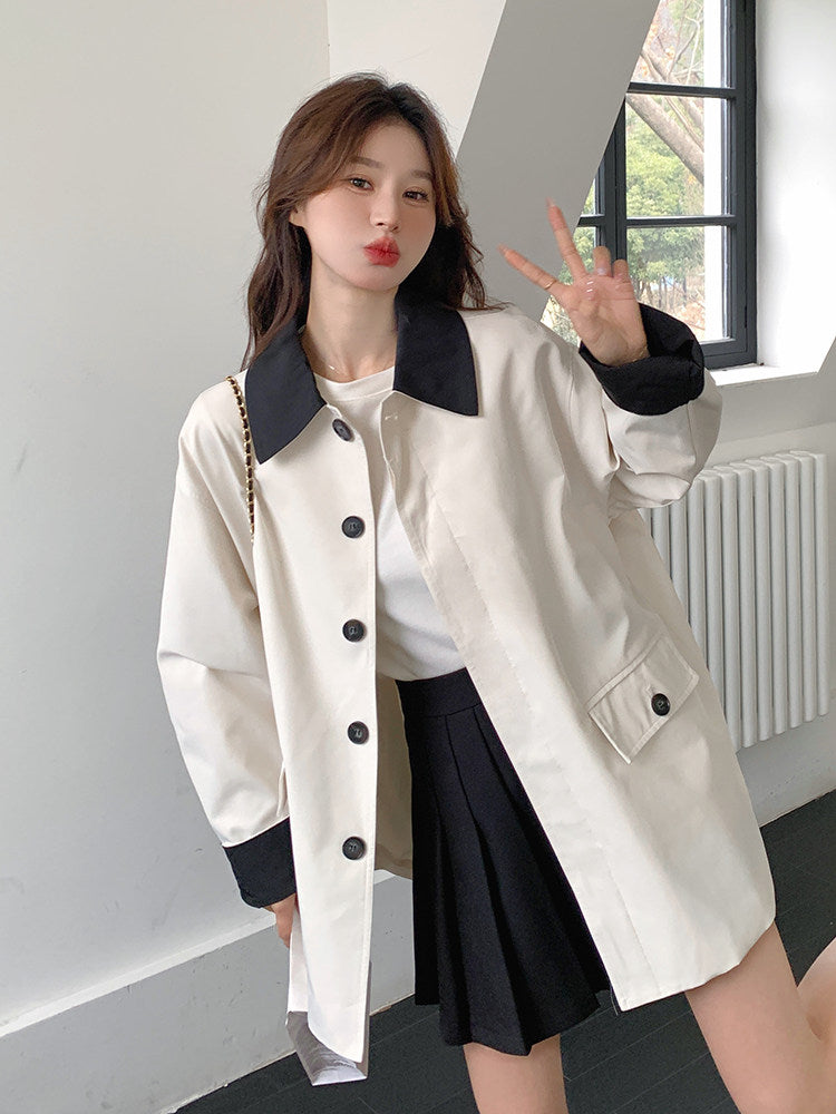 Bicolor Stylish Trench Coat QAZ0027