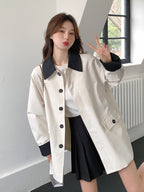 Bicolor Stylish Trench Coat QAZ0027