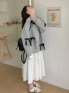 Ribbon Design Sweatshirt / White Half Skirt QAZ0037