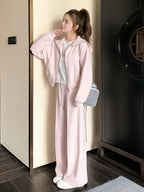 Pastel Pink Zip Hoodie / Sweatpants QAZ0014